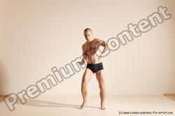 Underwear Gymnastic poses Man White Slim Bald Dancing Dynamic poses Academic